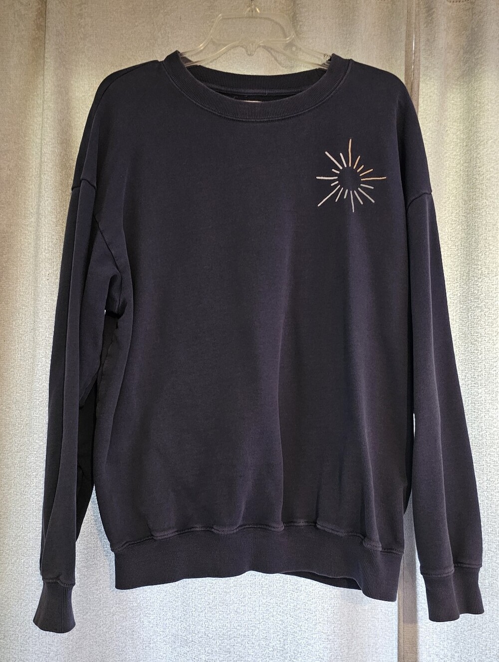 aerie Black Crewneck Sweatshirt with Sunburst Detail